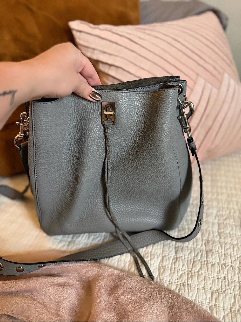 Rebecca Minkoff Darren Bucket Bag Gray Crossbody